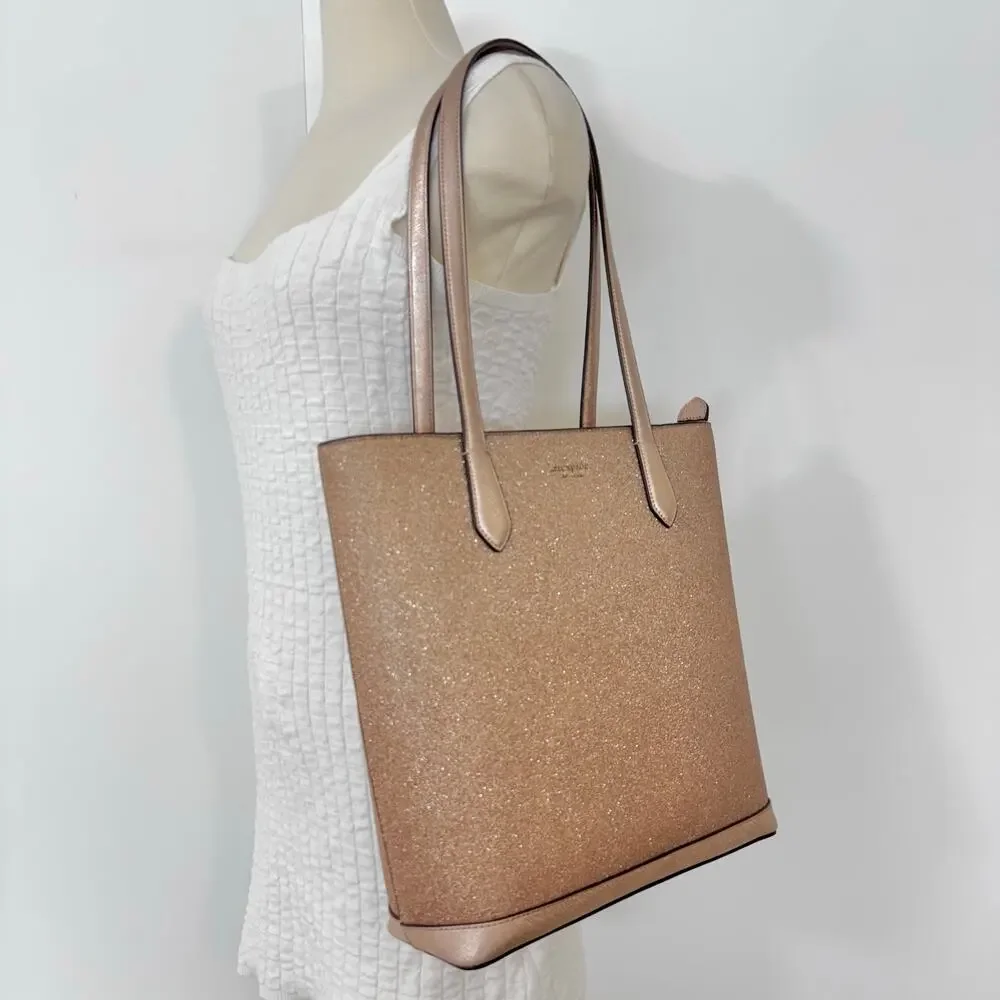 Kate Spade Tinsel Tote Bag in Rose Gold Shimmer